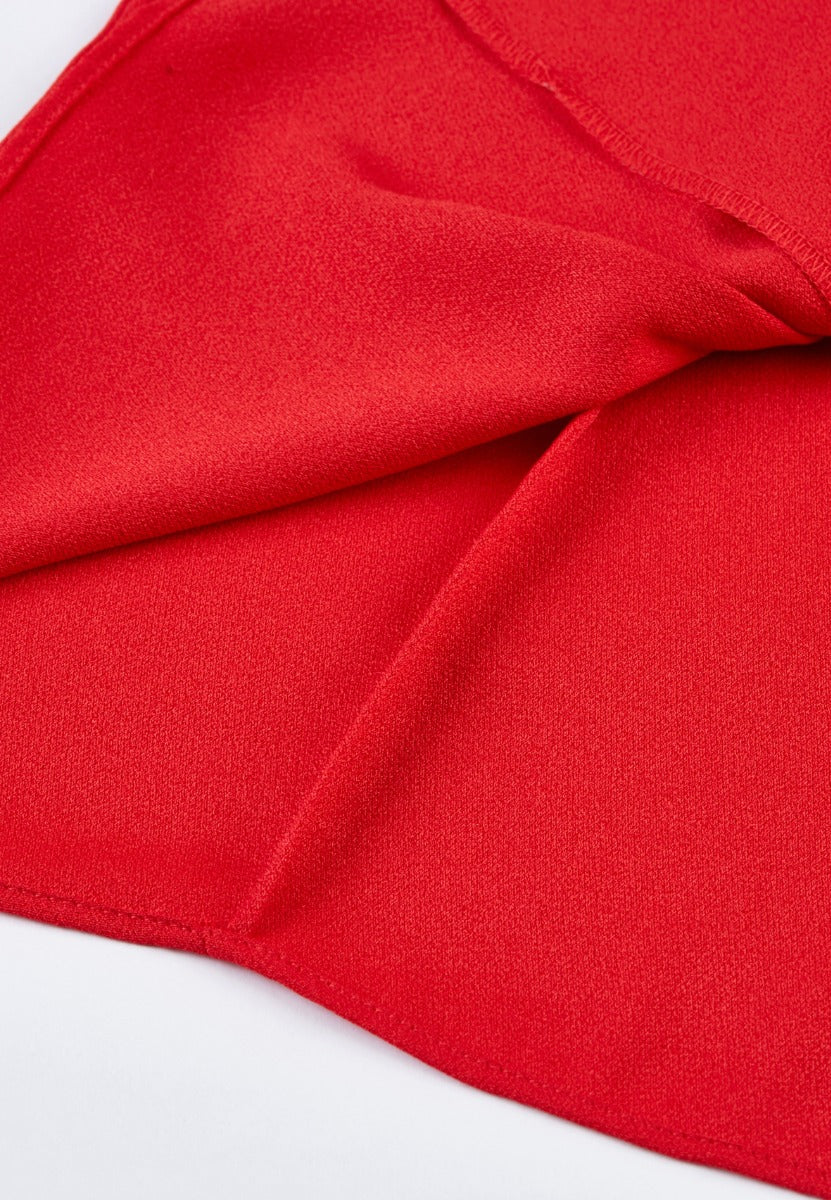 เสื้อเบลาส์ผู้หญิง รูปทรงตรง - สีแดง
