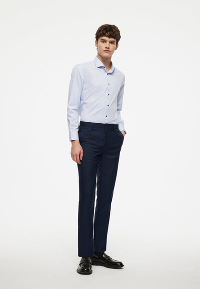Mennicolas - Non-Iron Cotton Stretch Shirt Smart Fit - Blue