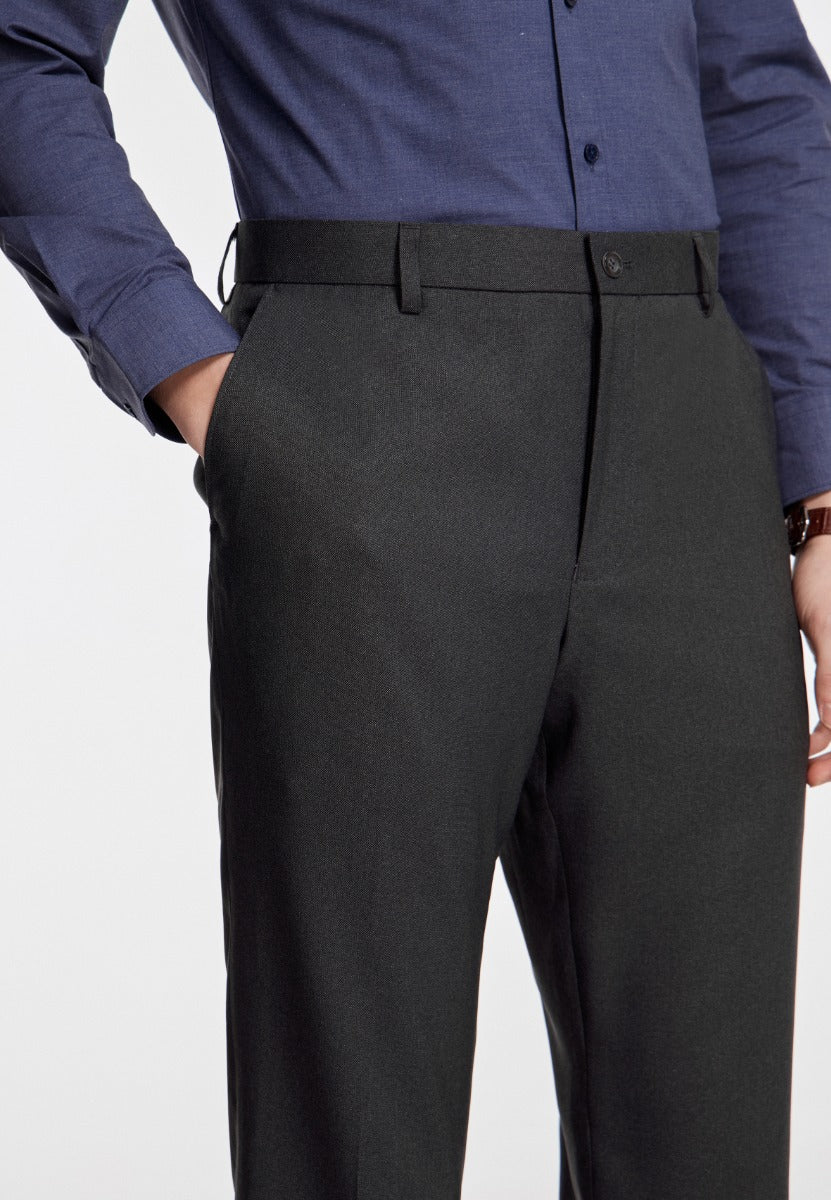 กางเกงขายาวแบบทางการผู้ชาย ทรงสลิมฟิต - สีเทาเข้ม