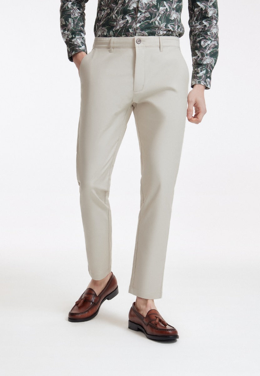 Cody - Soft Cotton Rich Causal Pants Men Slim Tapered Fit - Beige