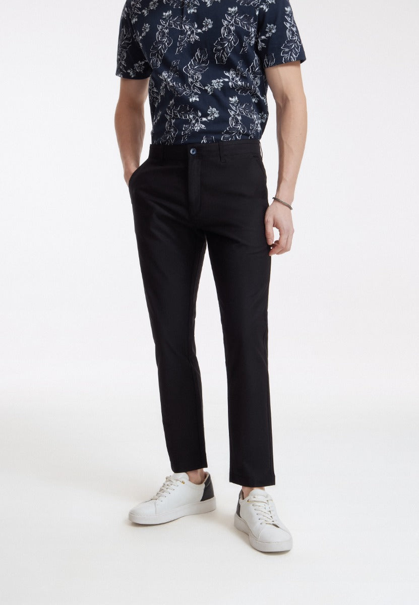 Cody - Soft Cotton Rich Causal Pants Men Slim Tapered Fit - Black