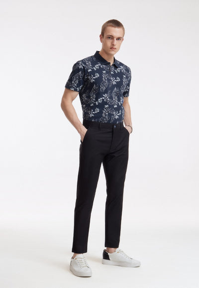 Cody - Soft Cotton Rich Causal Pants Men Slim Tapered Fit - Black