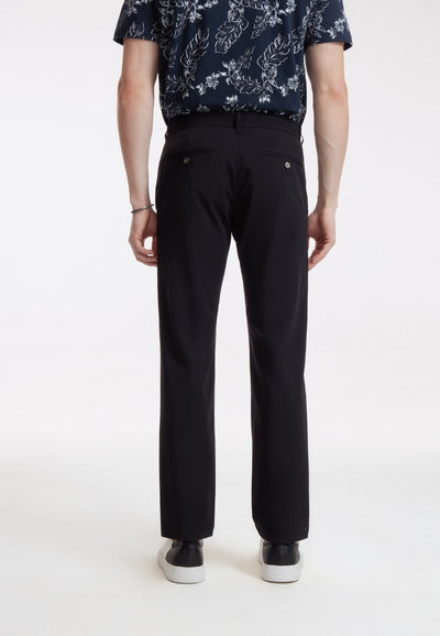 กางเกงขายาวแบบลำลองผู้ชาย ทรงสมาร์ทฟิต - สีดำ