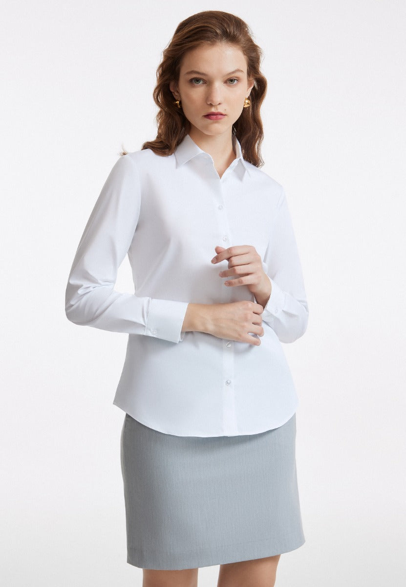 Women Cool & Stretch Shirt Slim Fit - White