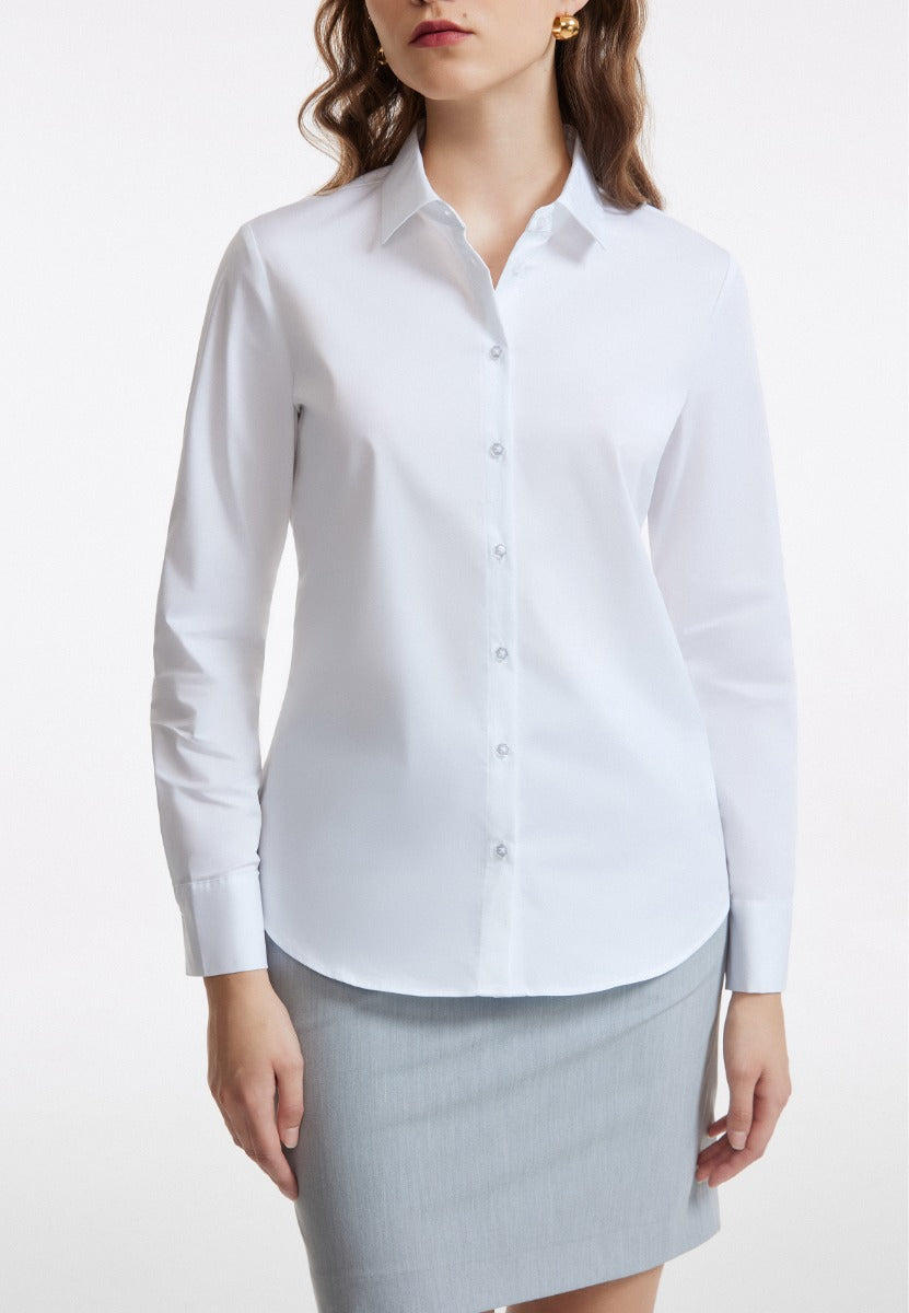 Women Cool & Stretch Shirt Slim Fit - White