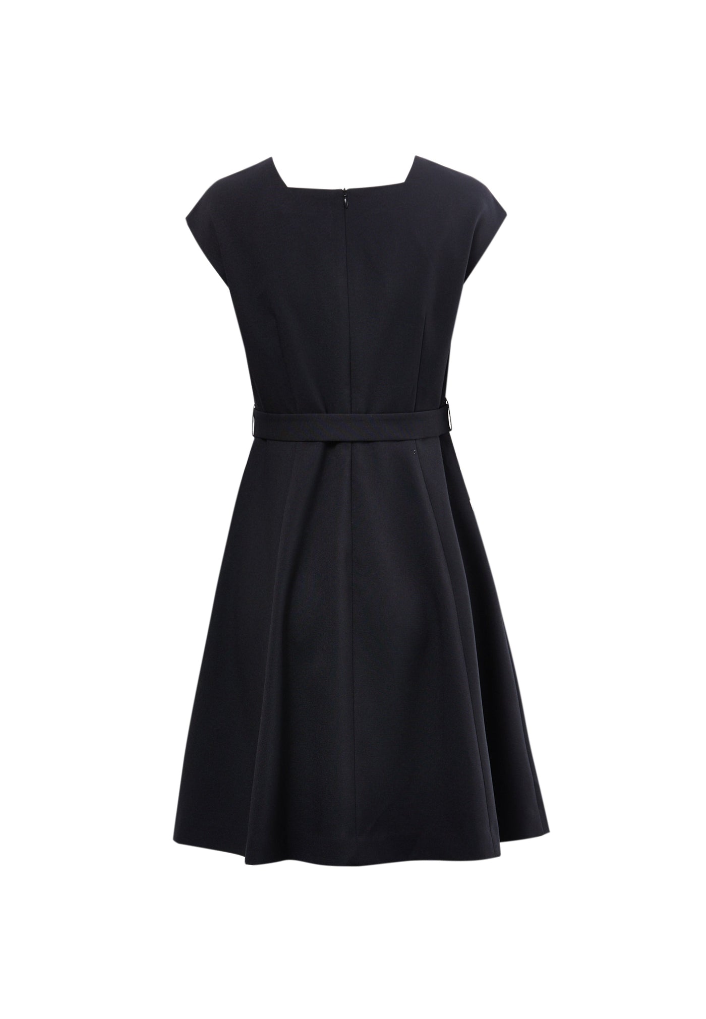 Women Round - Neck Dress With Delicate Metal Buckle - Fit & Flare Shape
